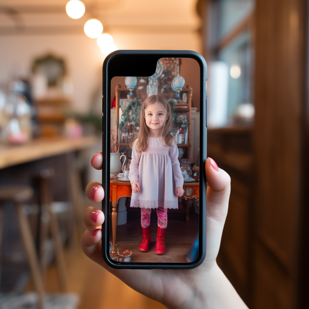 Girl with iPhone Case and 3D Family Sticker  ?