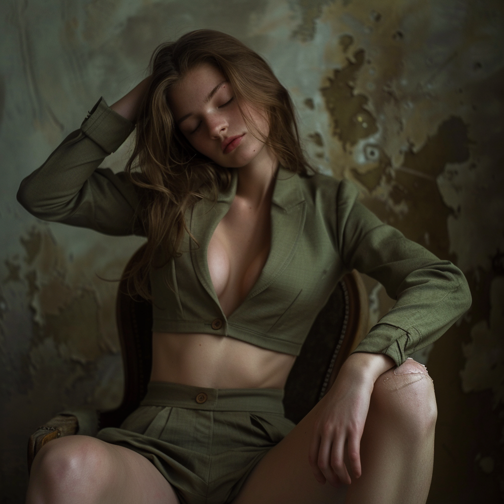 Girl in Olive Suit Ideas