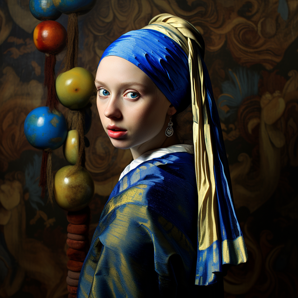 Van Gogh-style painting of girl with pearl earring