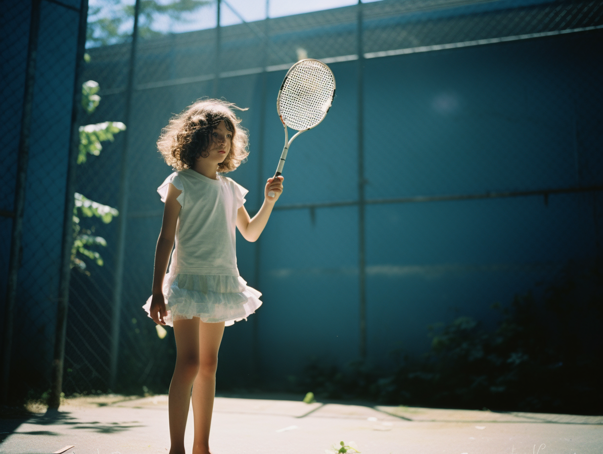 Girl playing badminton with joy