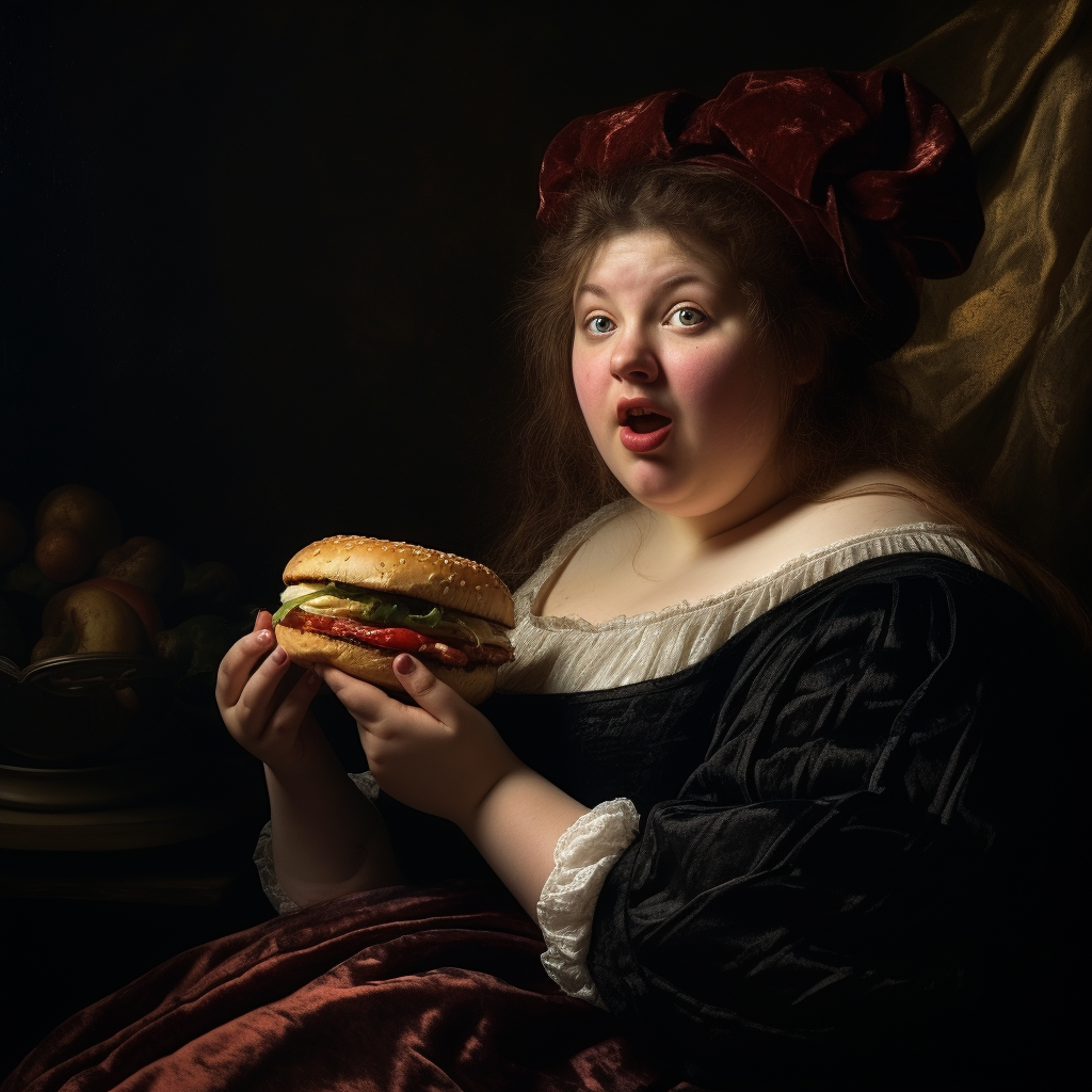 Girl enjoying a delicious hamburger