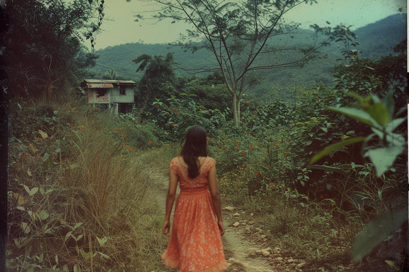 Girl running in nature, Mexico