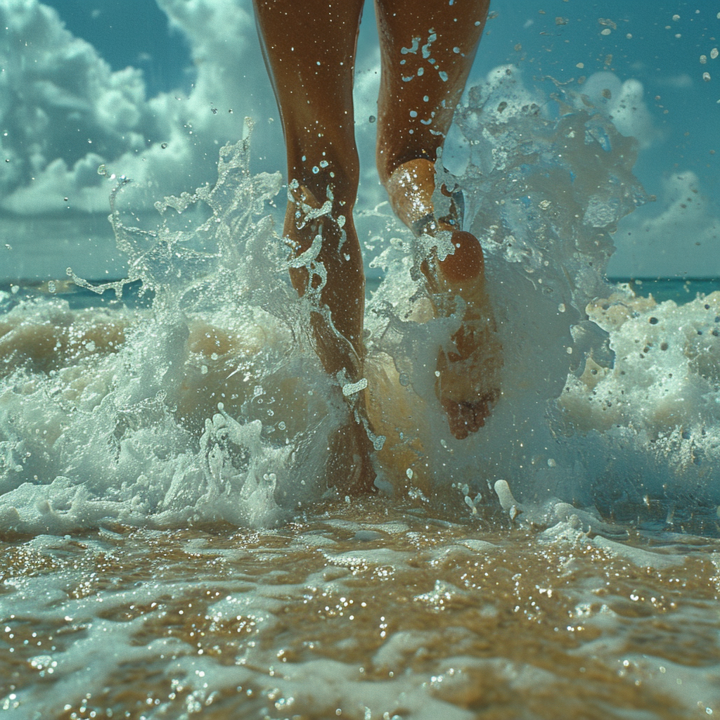 Girl Running on Sandy Beach