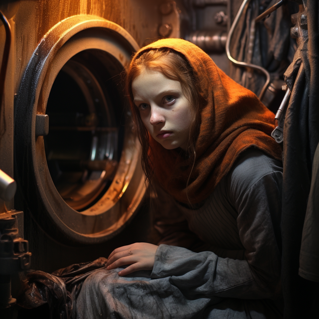 Girl trapped in washing machine