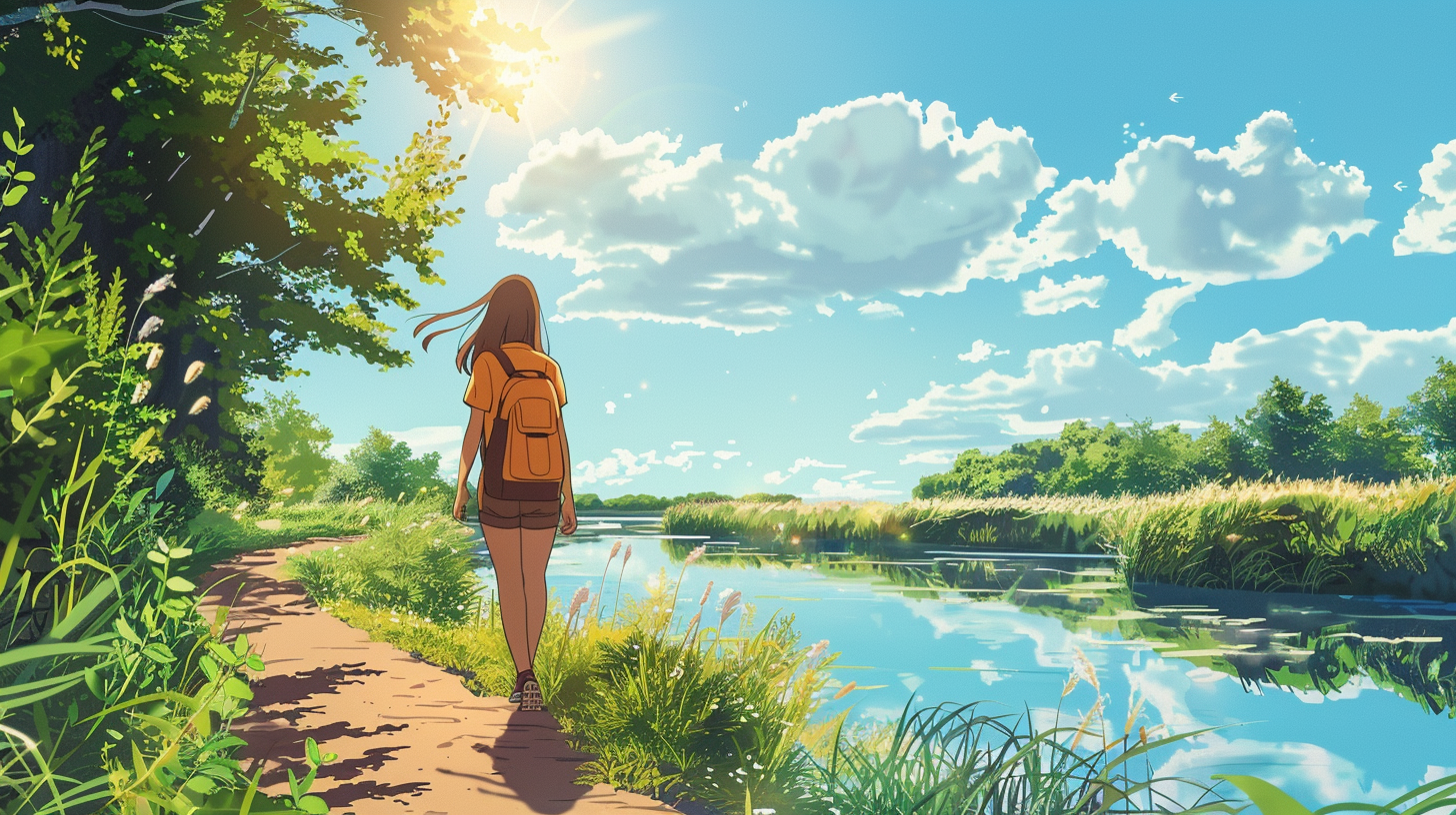 Girl Ghibli Animation Riverside