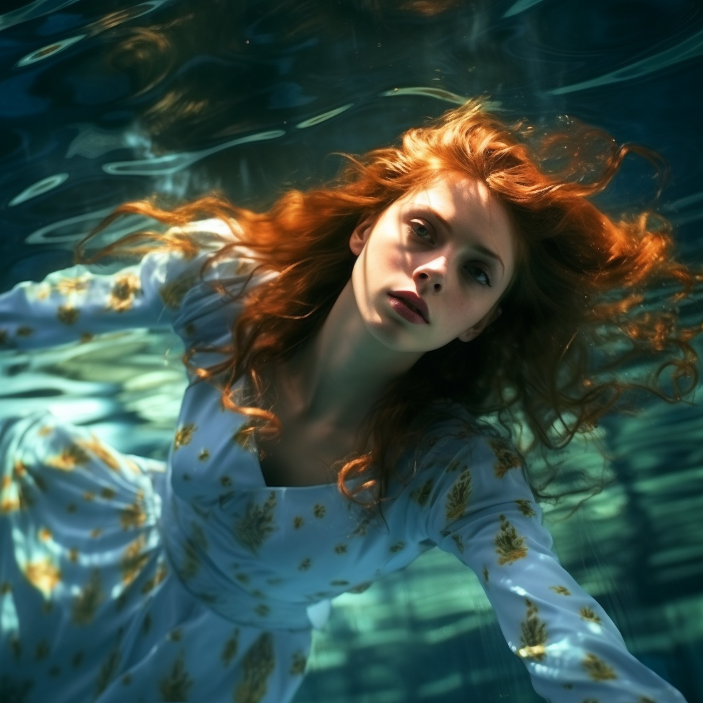 Beautiful girl swimming in pool