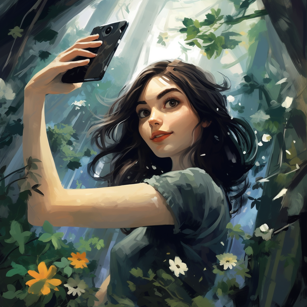 Girl taking selfie photos