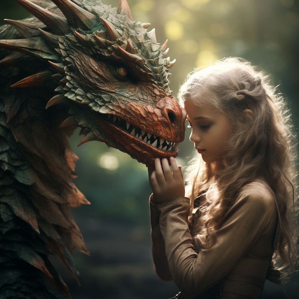 Girl transforming into a dragon