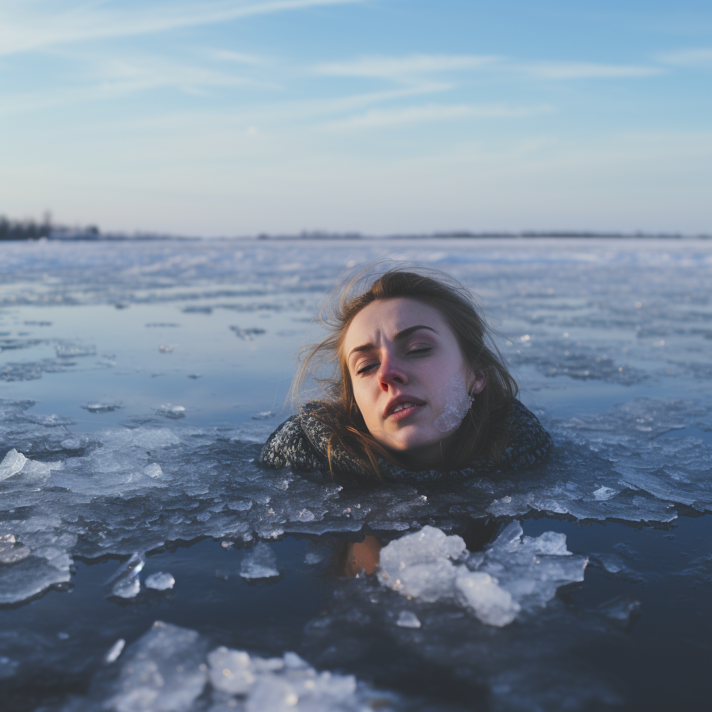 Girl trapped under ice in frozen lake