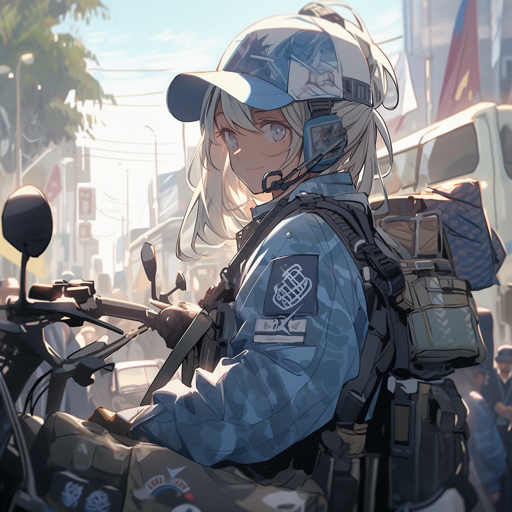 UN Peacekeeper Girl Patrolling Streets of Japan