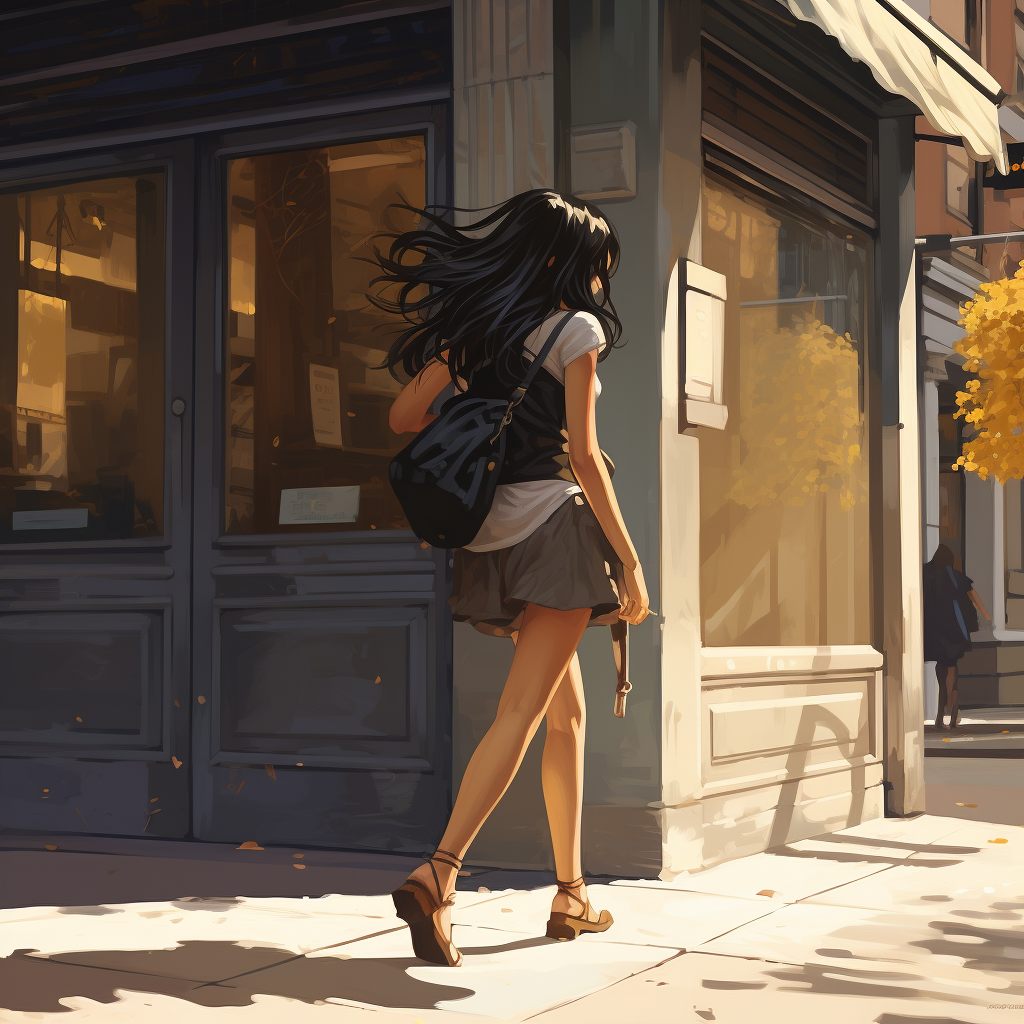 Side view of girl walking on the sidewalk