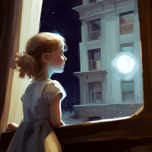 girl watching new star from balcony