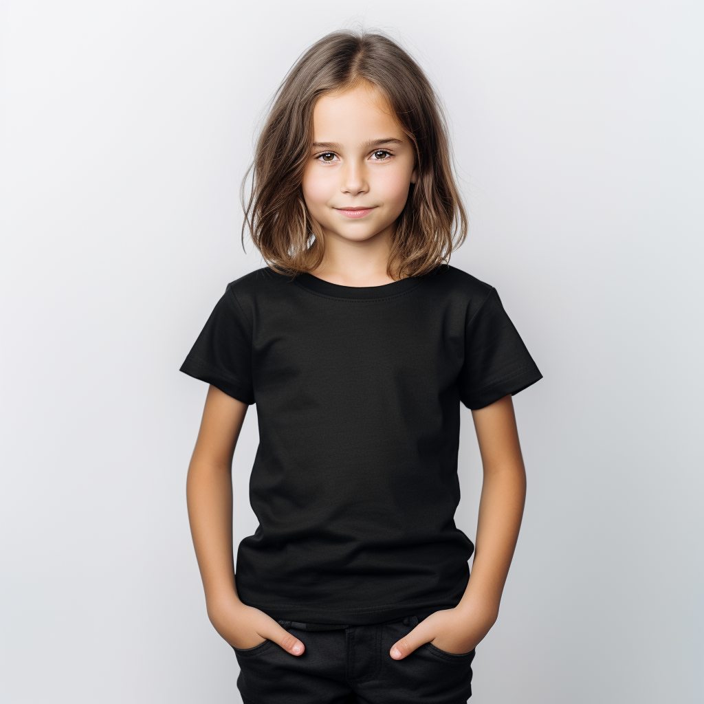 Girl in black crew neck t-shirt