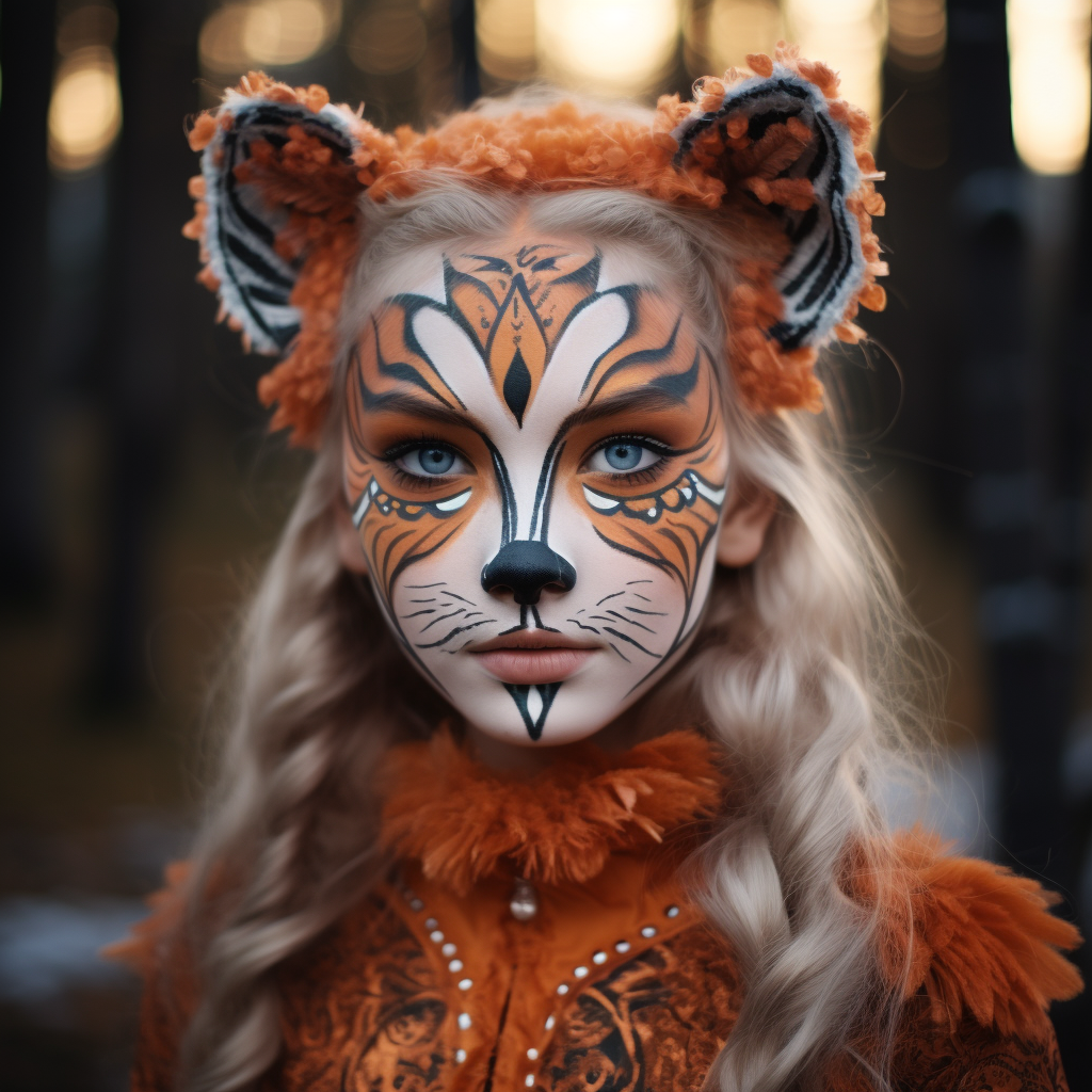 Cute girl with fox face paint