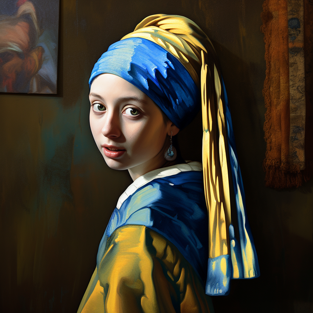 Painting of a girl with pearl earring in Monet's style