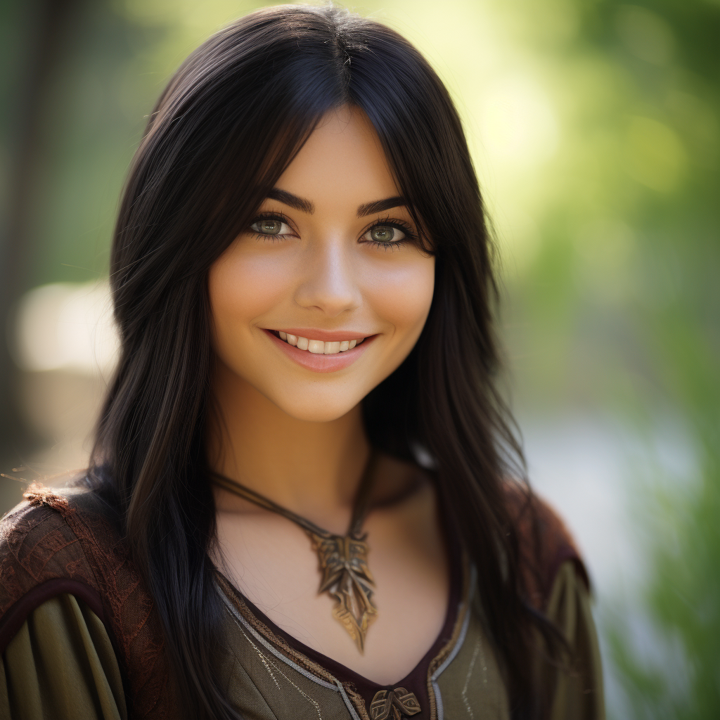 Young girl with straight black hair