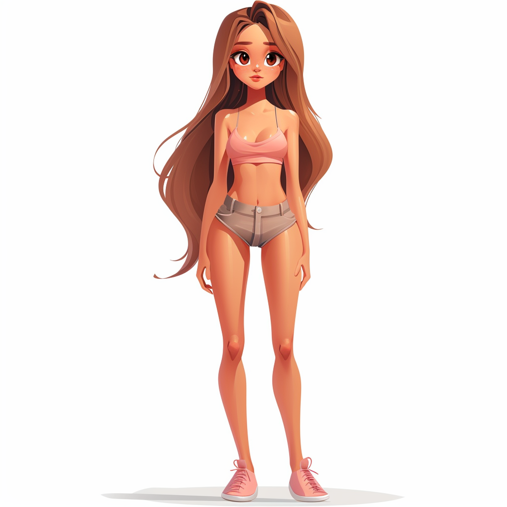 Stylized 15-Year-Old Girl Cartoon