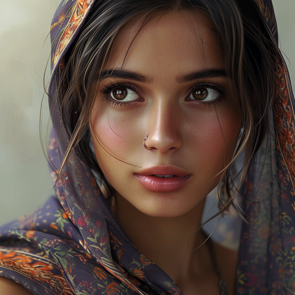 Desi girl in realistic style