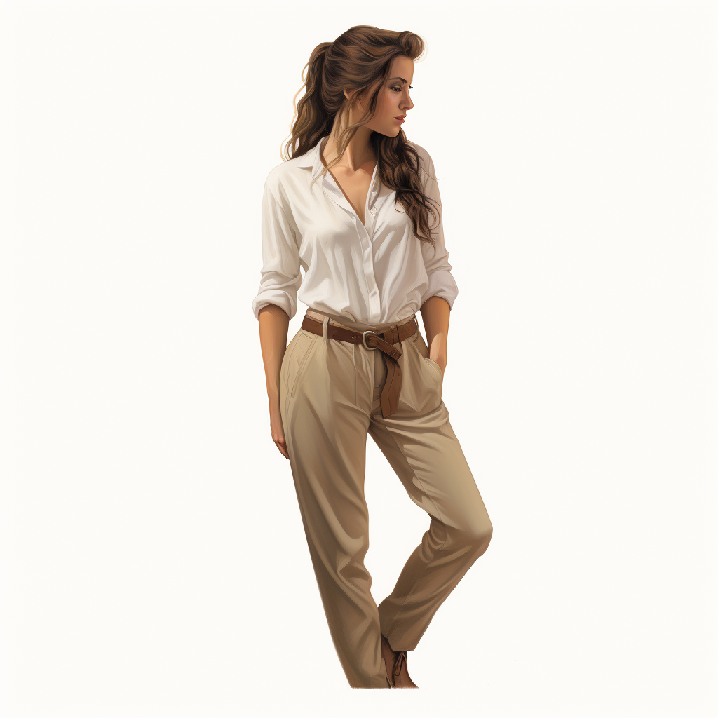 Girl in White Shirt and Brown Pants