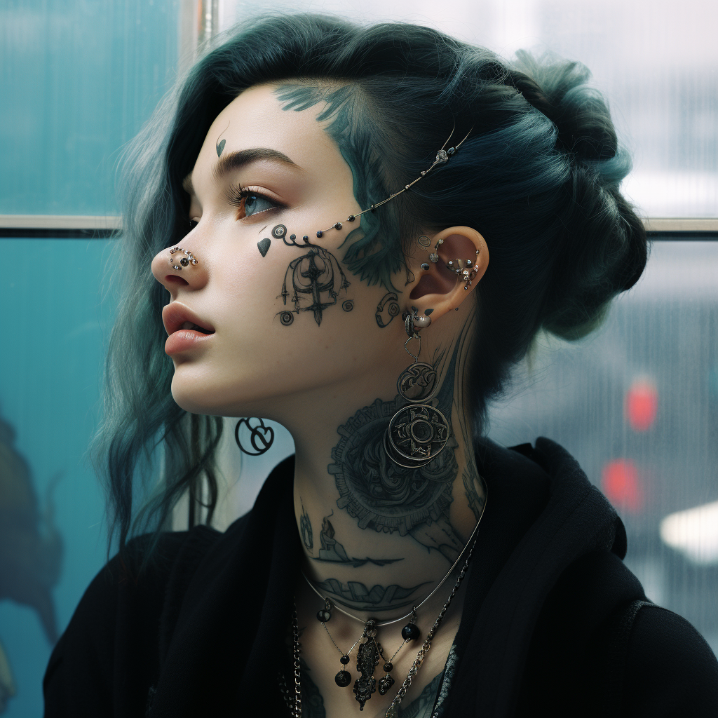 Edgy girl with stylish piercings