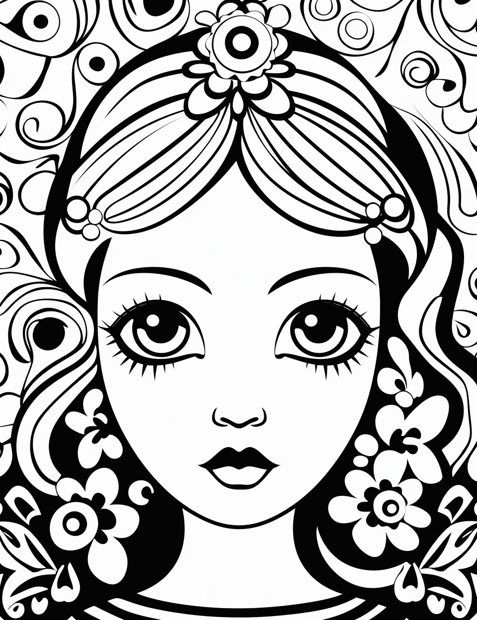 Simple girls face coloring page