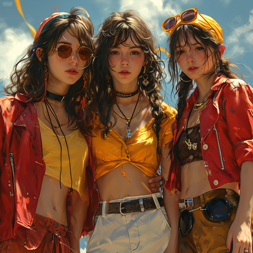 Three girls having a blast on the football field