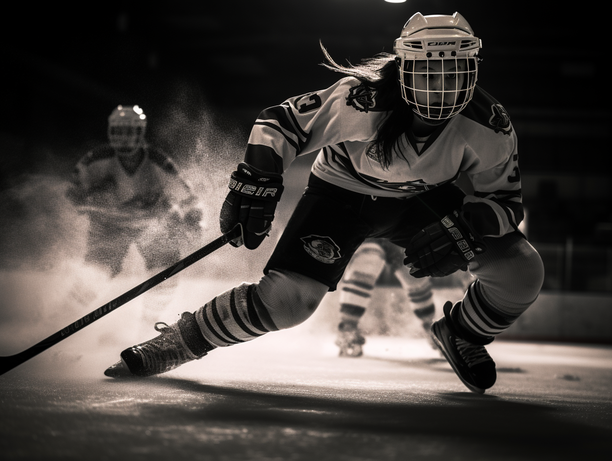 Girls hockey action shot winning