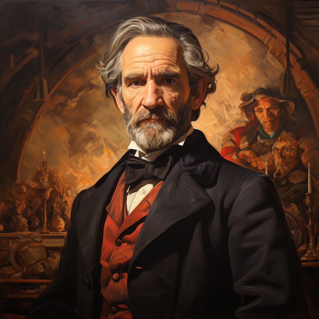 Highly detailed oil portrait of Giuseppe Verdi