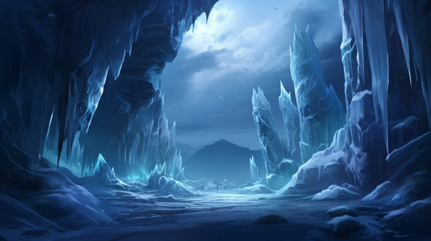 Enchanting glacial fortress with ice elementals