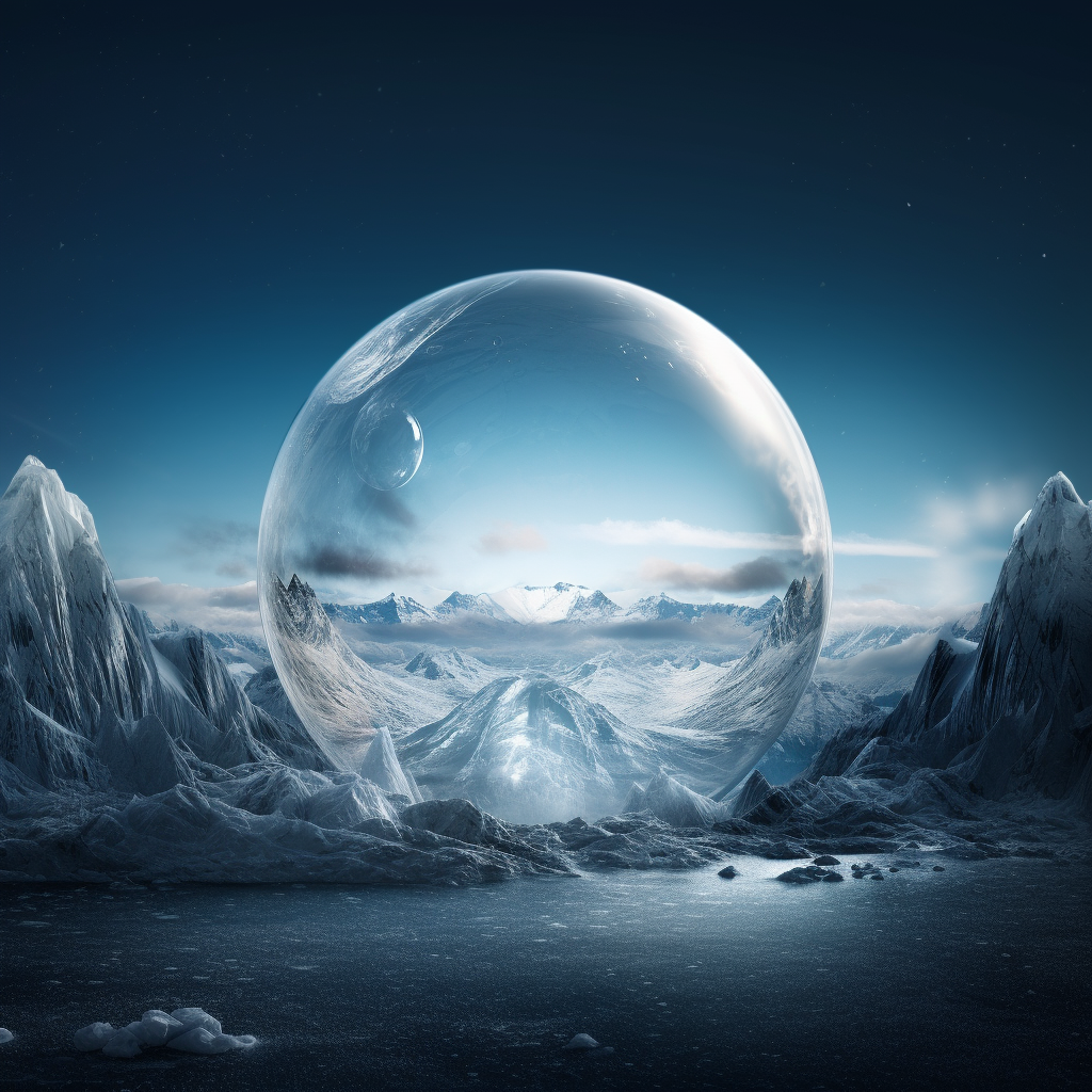 Breathtaking Glacier Moon Reflection in Bubble