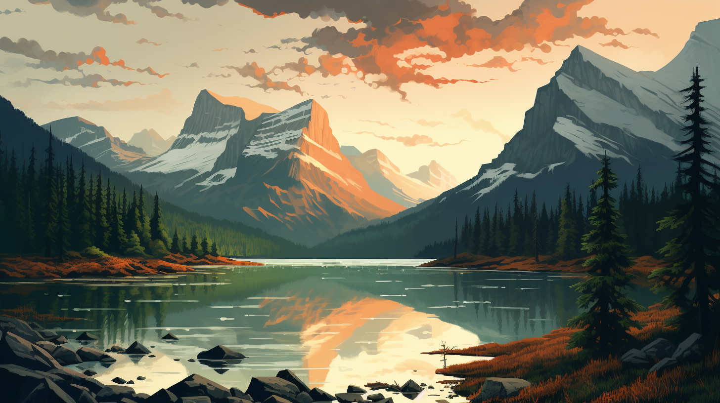 Pixelated art of Glacier National Park