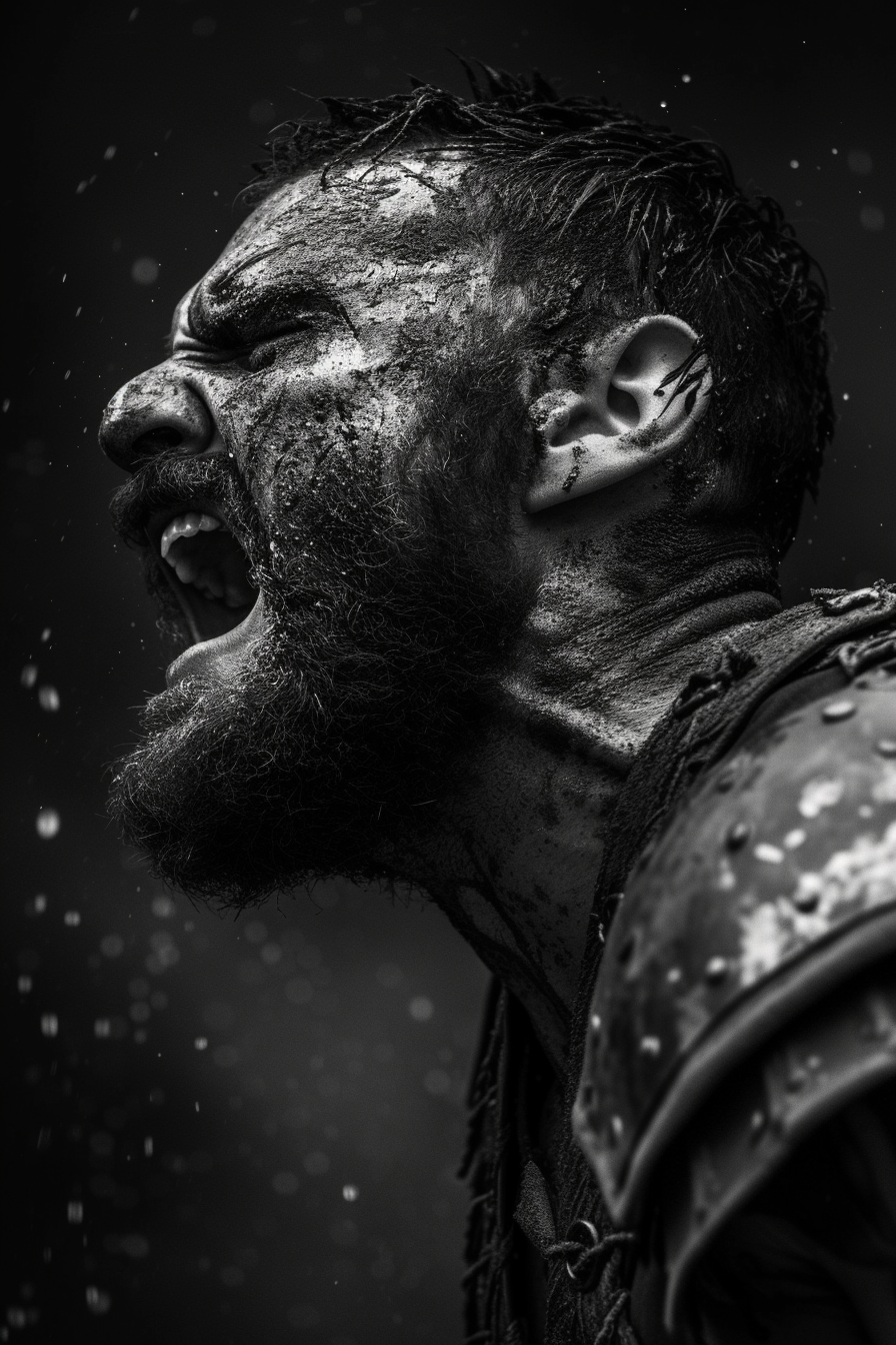 Gladiator in rage portrait