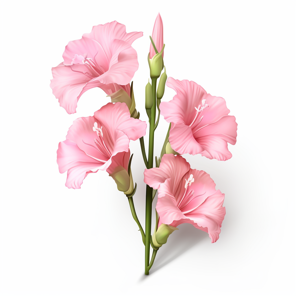 Gladiolus flowers on white background