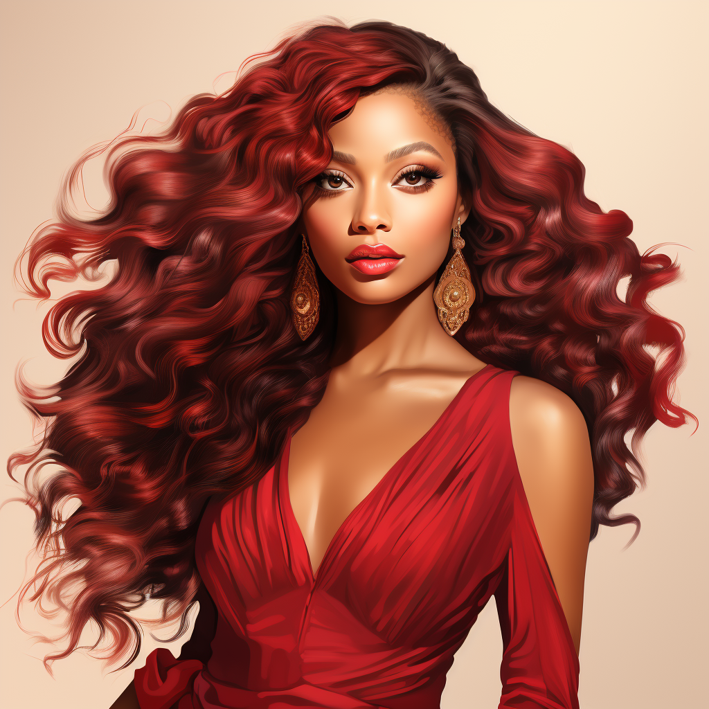 Beautiful black woman with red hair