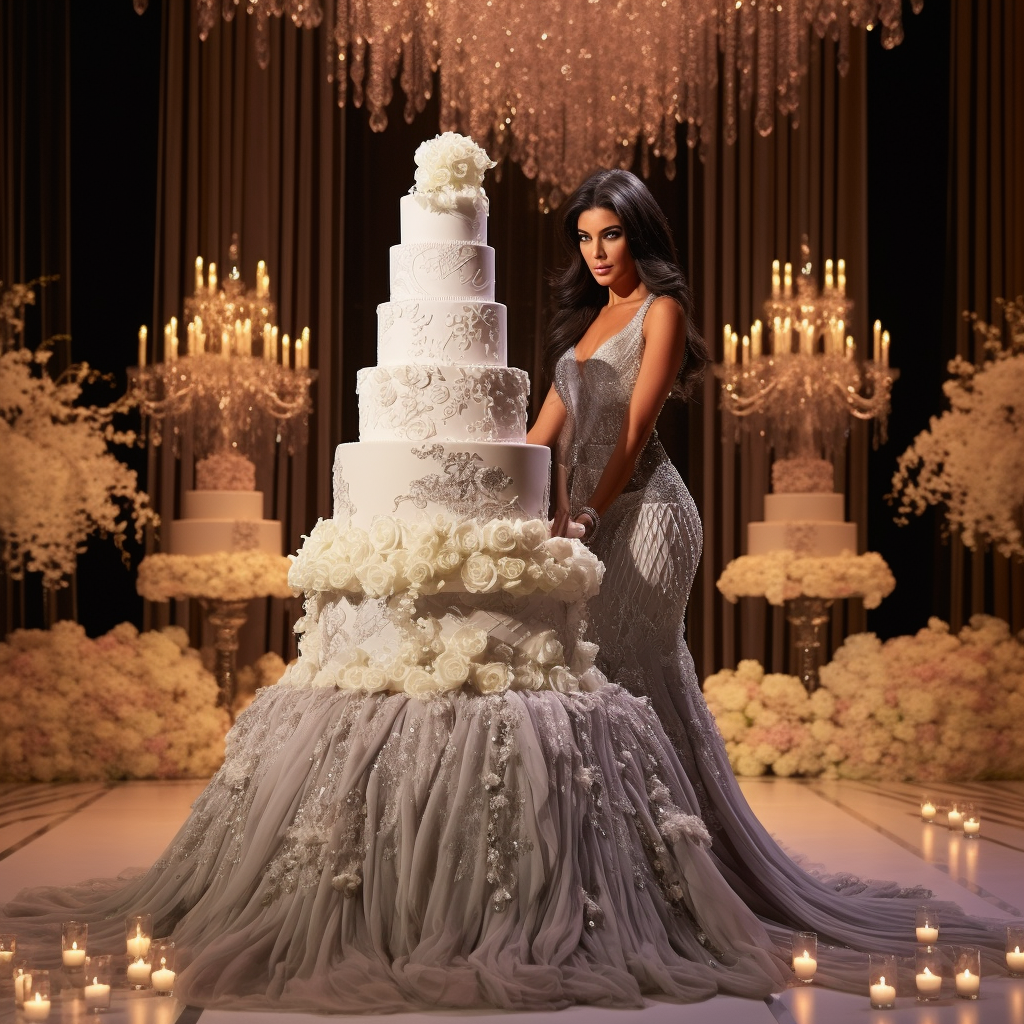 Glamorous contemporary wedding cake with extravagant details