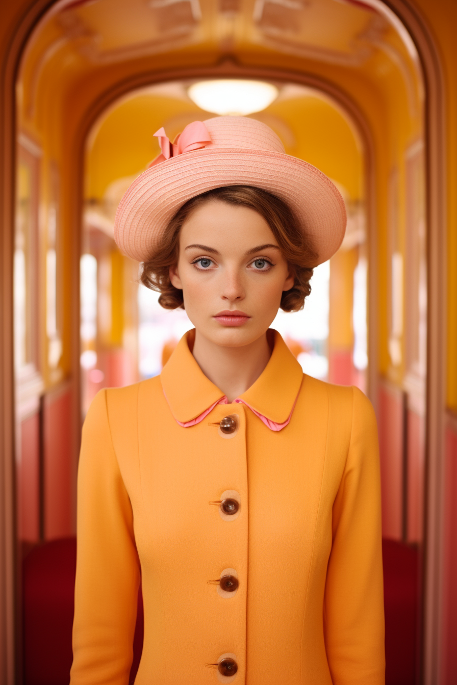 Glamorous French Woman in Wes Anderson Style