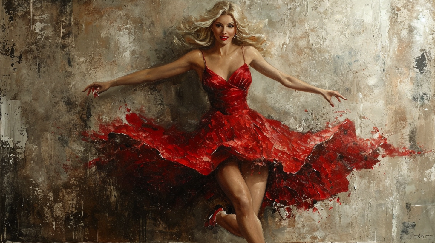 elegant woman dancing with fun