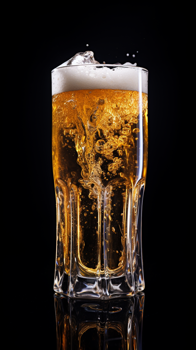 glass of beer on black background