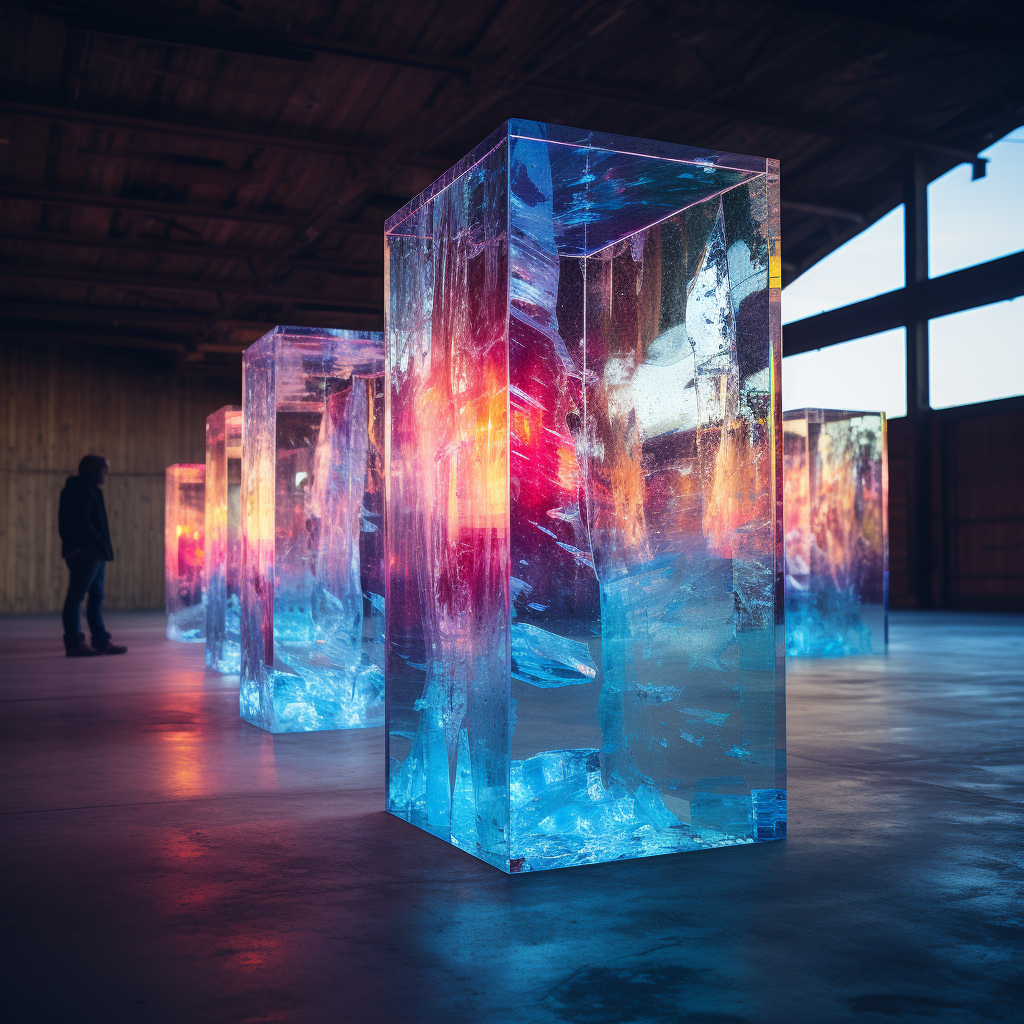 Stunning glass art lighting installation reflection