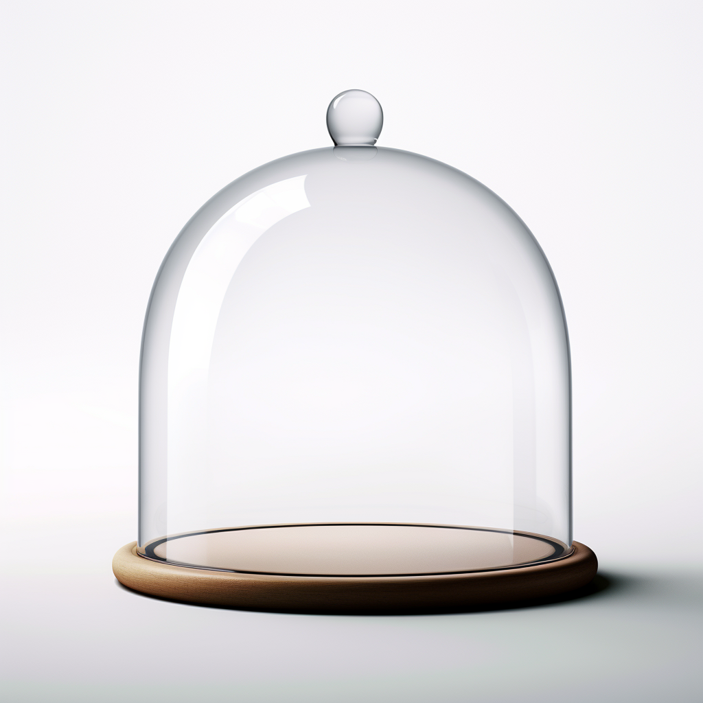 Glass cloche on white background