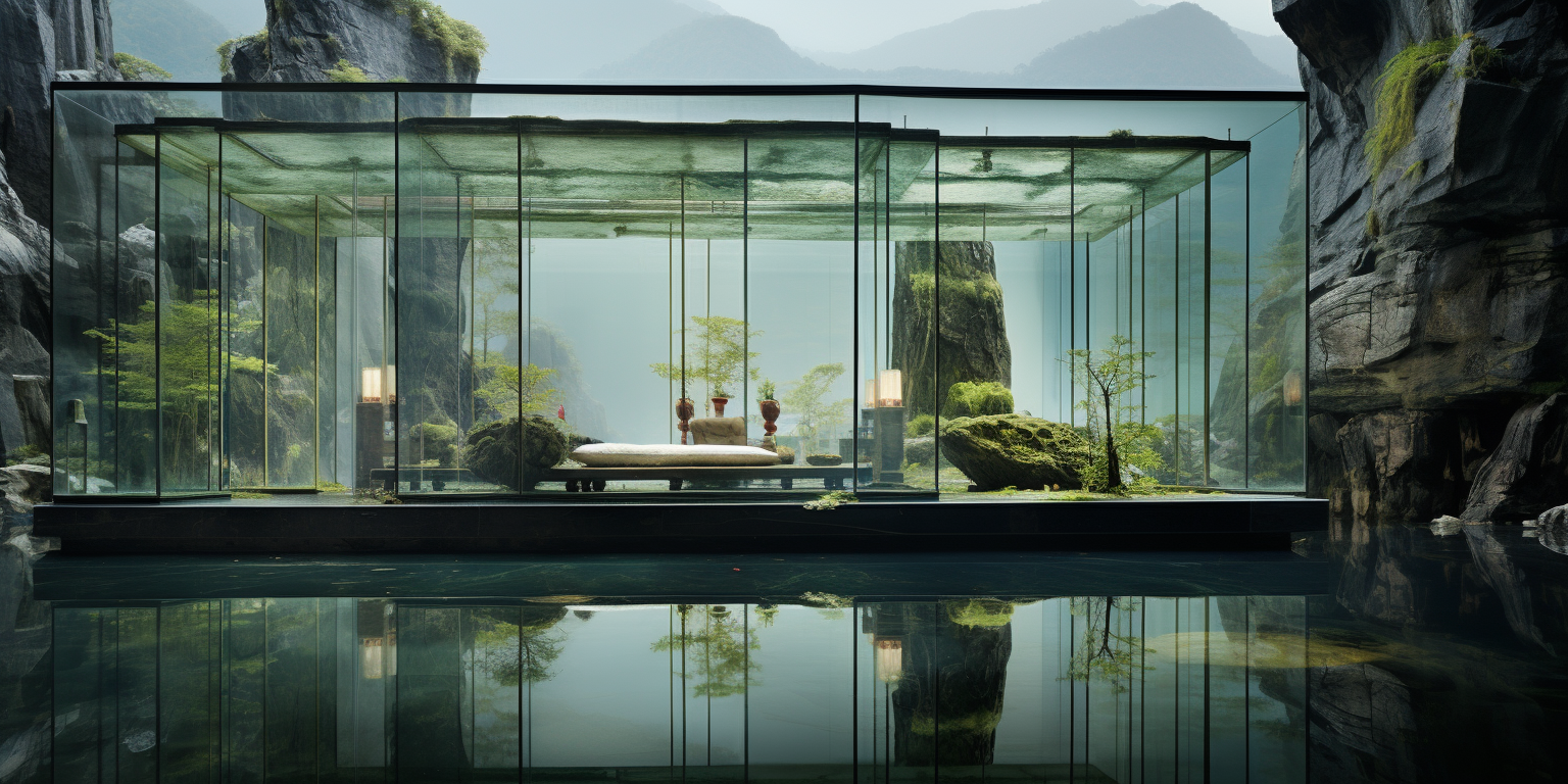 Stunning Glass House in Chinese Landscape