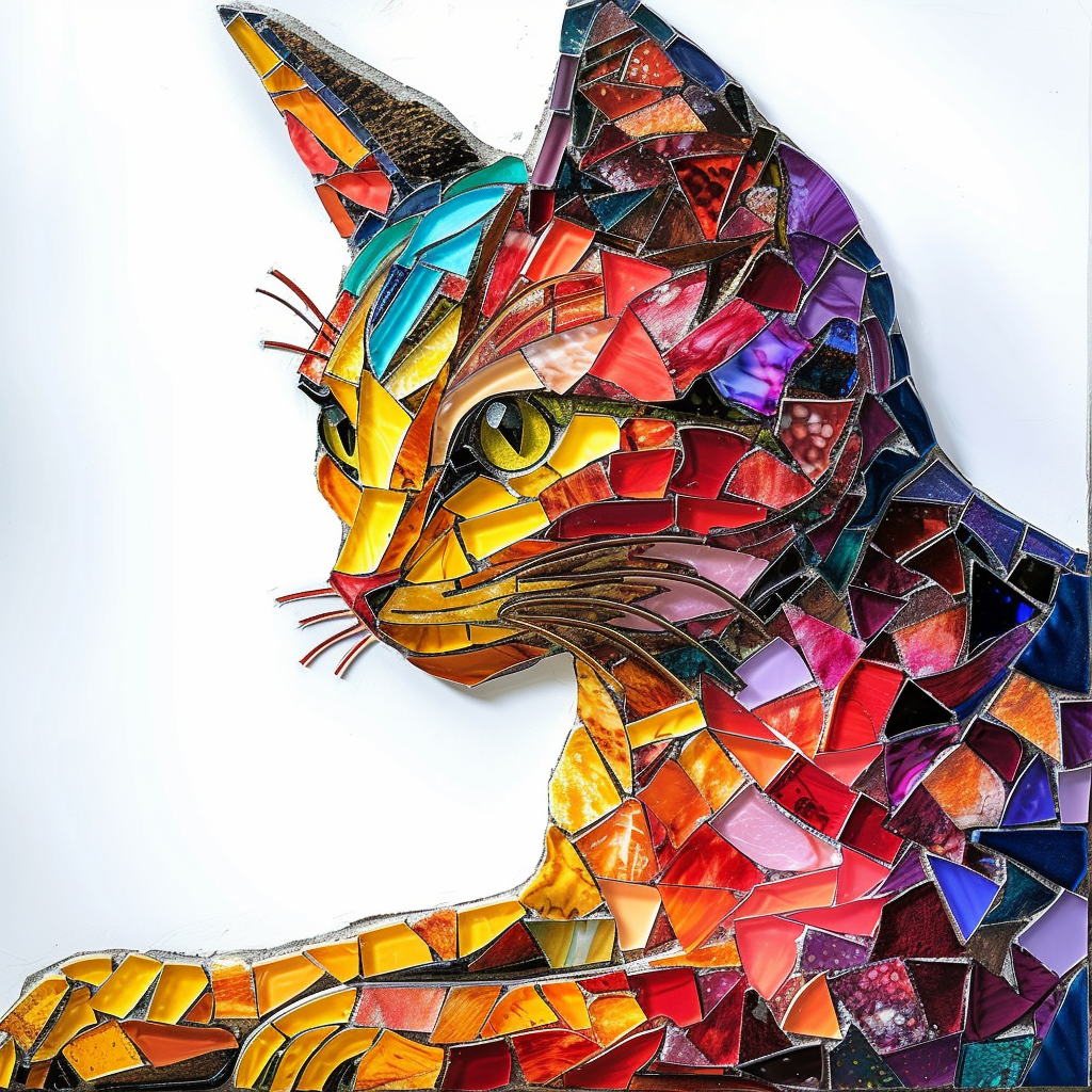 Glass mosaic cat photo