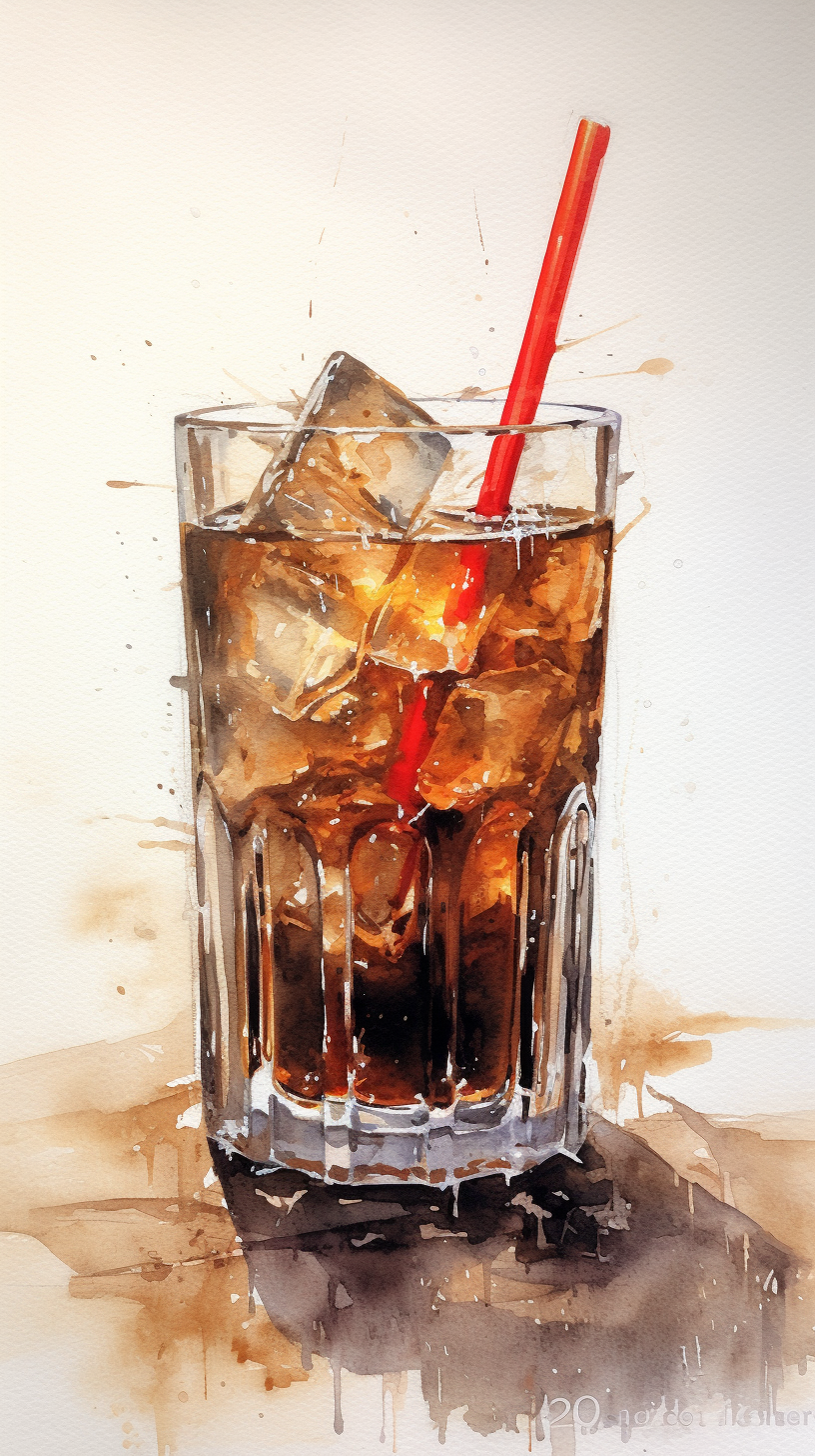 Colorful glass of Coke drink