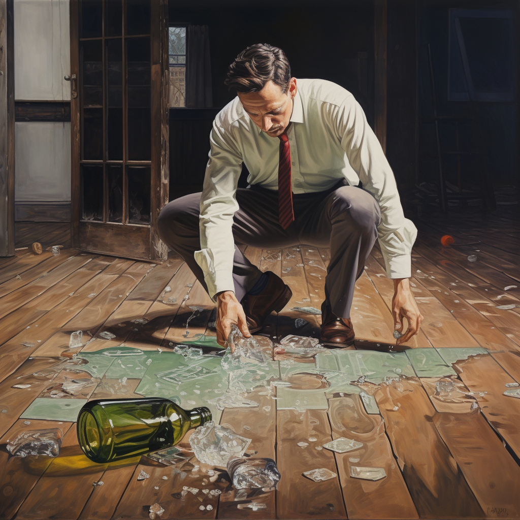 Man placing glass on ground