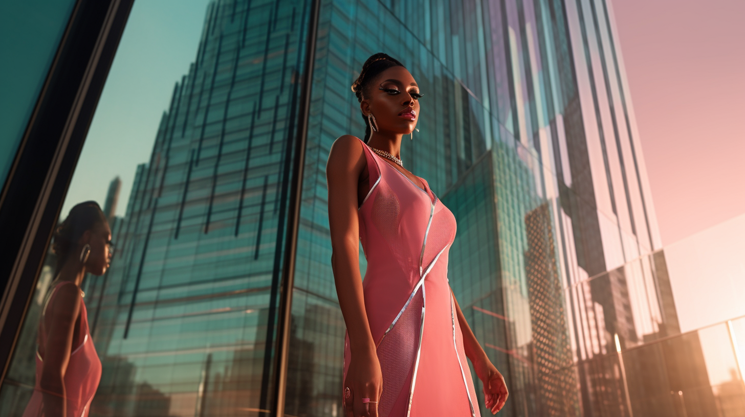 Glass and Steel Skyscraper Fashion Model