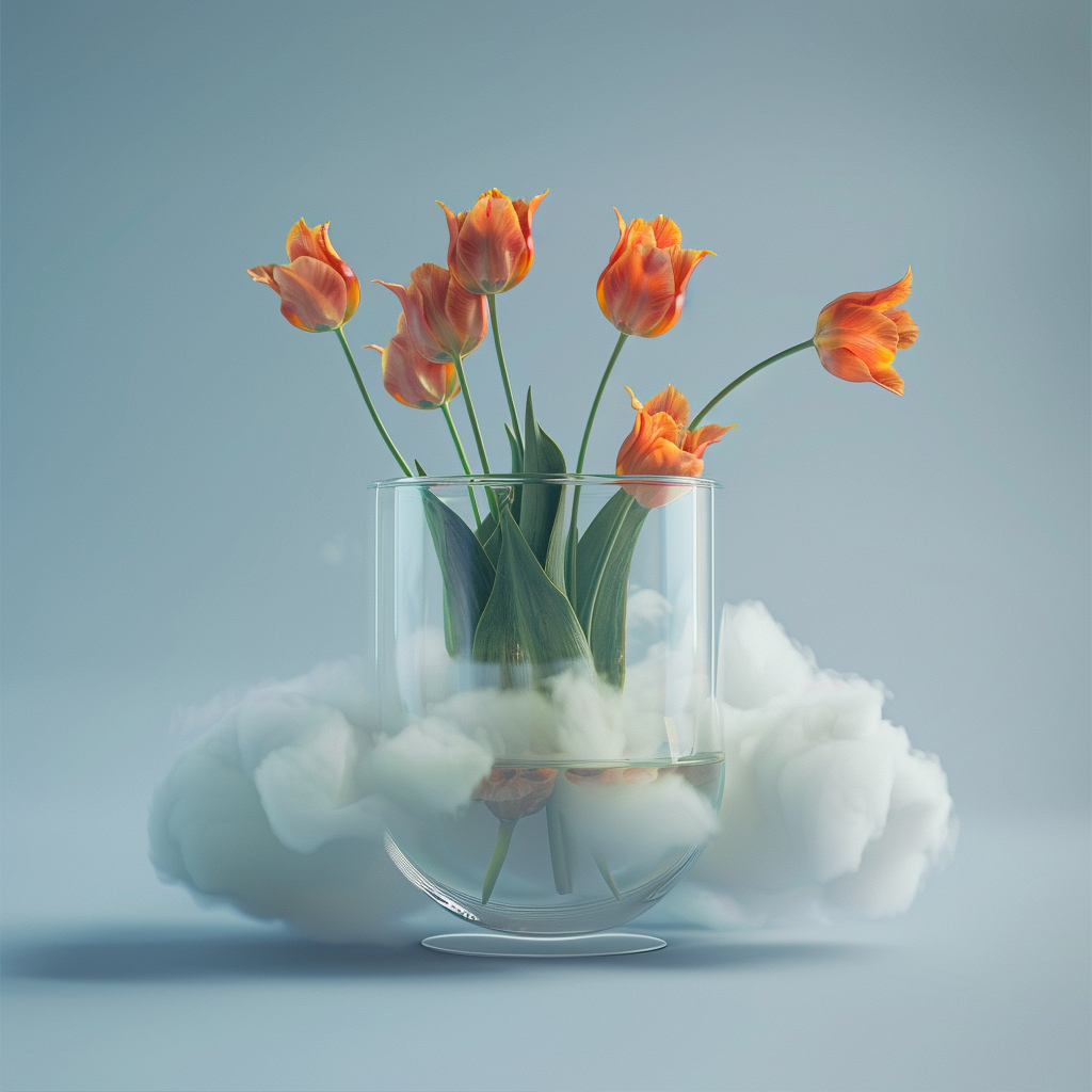 Tulips in Glass Vase