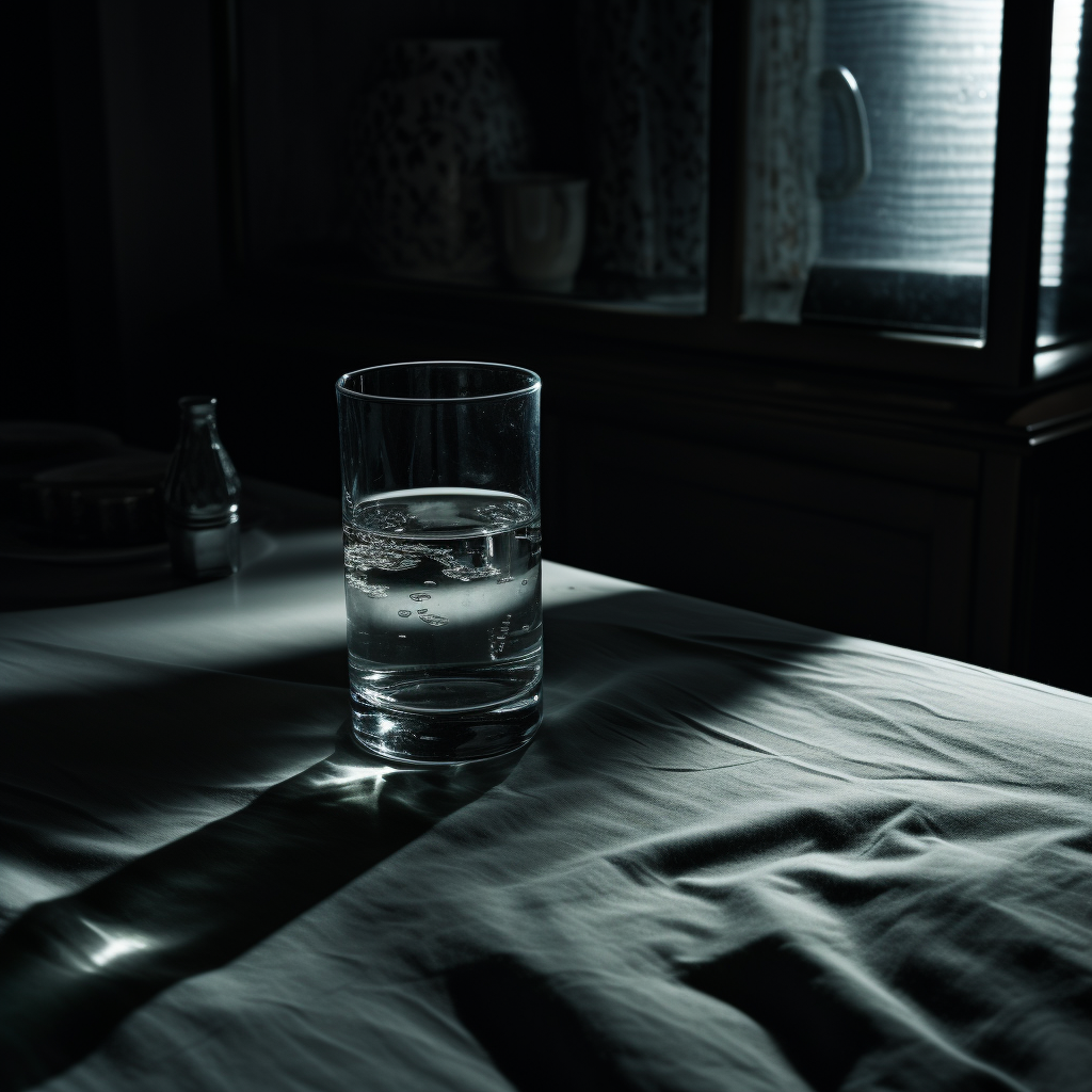 Empty glass with spooky water drops