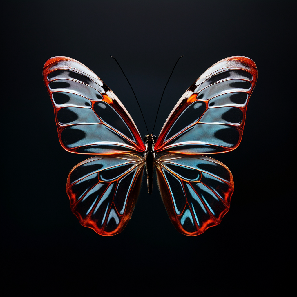 Glasswing Butterfly on Black Background