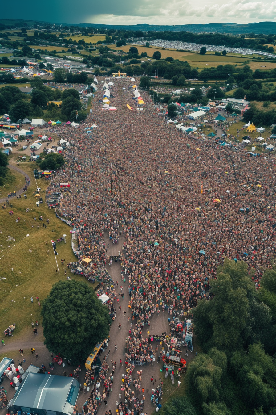 Glastonbury Drone Shot Pokemon Crowd