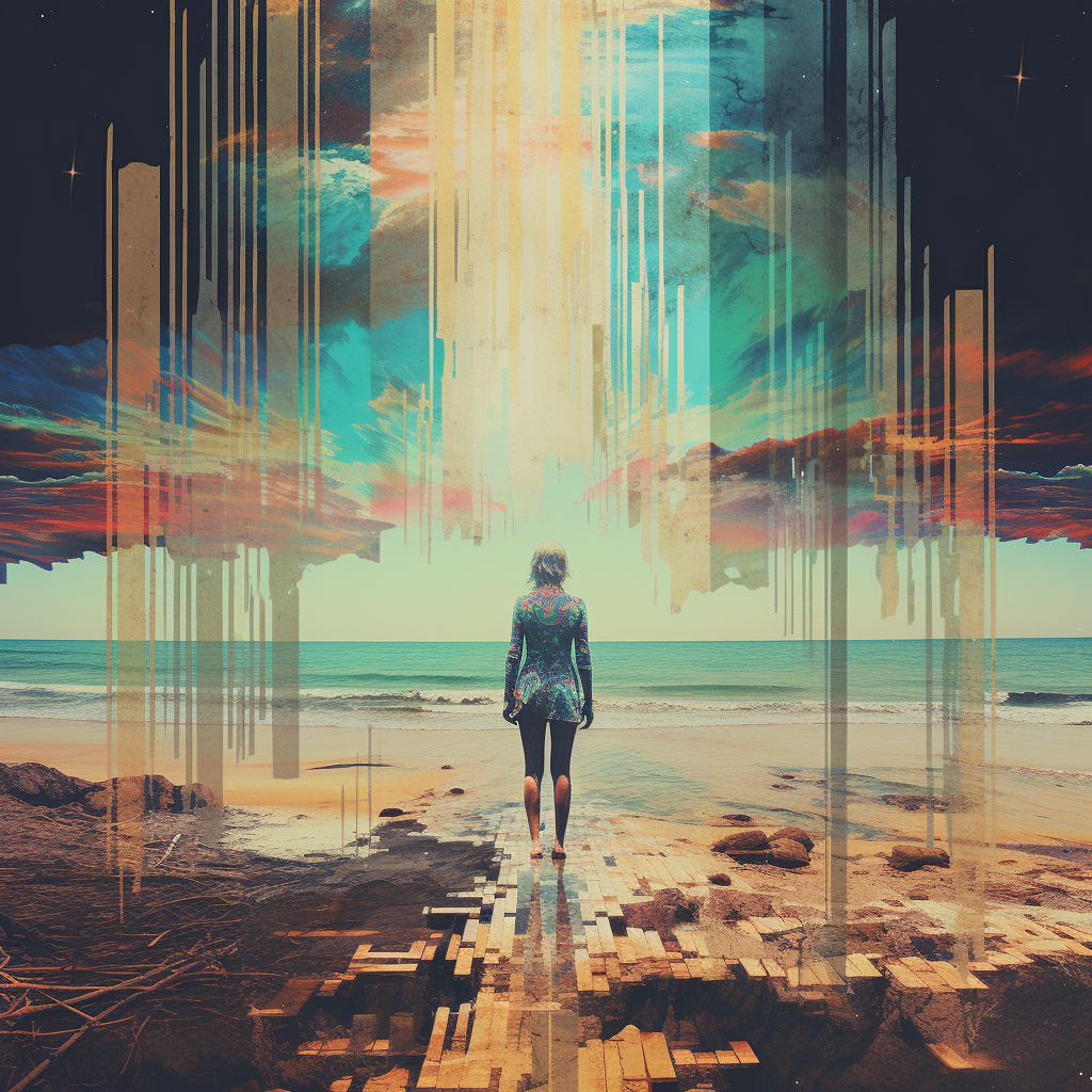 Colorful glitch art creation by AI